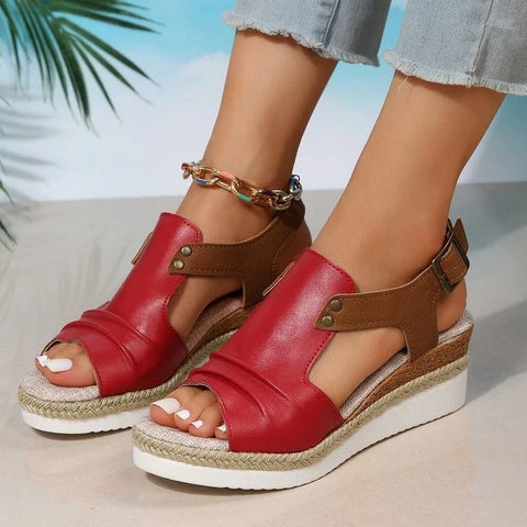 Fish Mouth Rope Platform Wedge Sandals