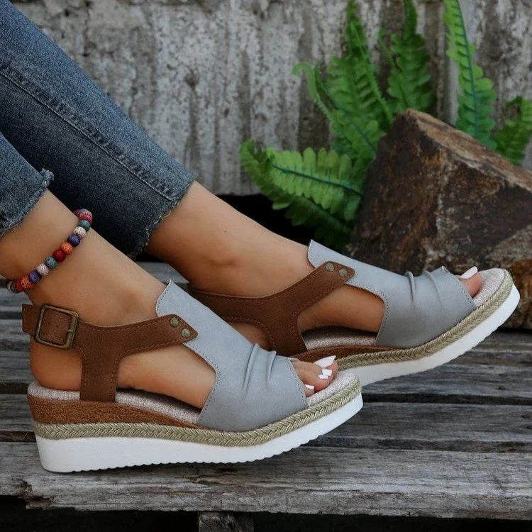 Fish Mouth Rope Platform Wedge Sandals