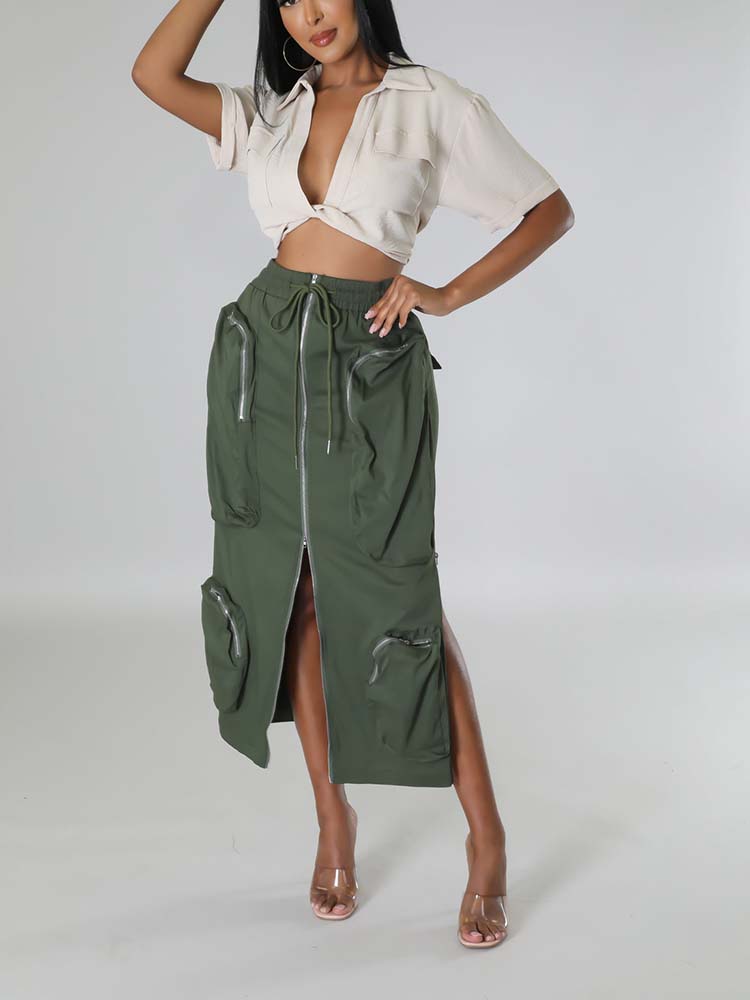 Cargo Pocket Zipper Skirts