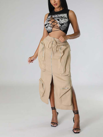 Cargo Pocket Zipper Skirts