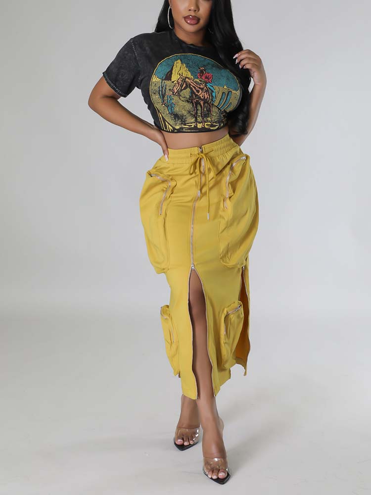 Cargo Pocket Zipper Skirts