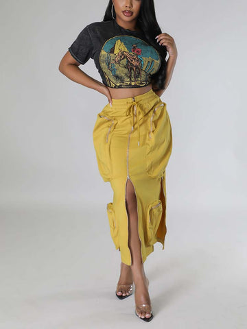 Cargo Pocket Zipper Skirts