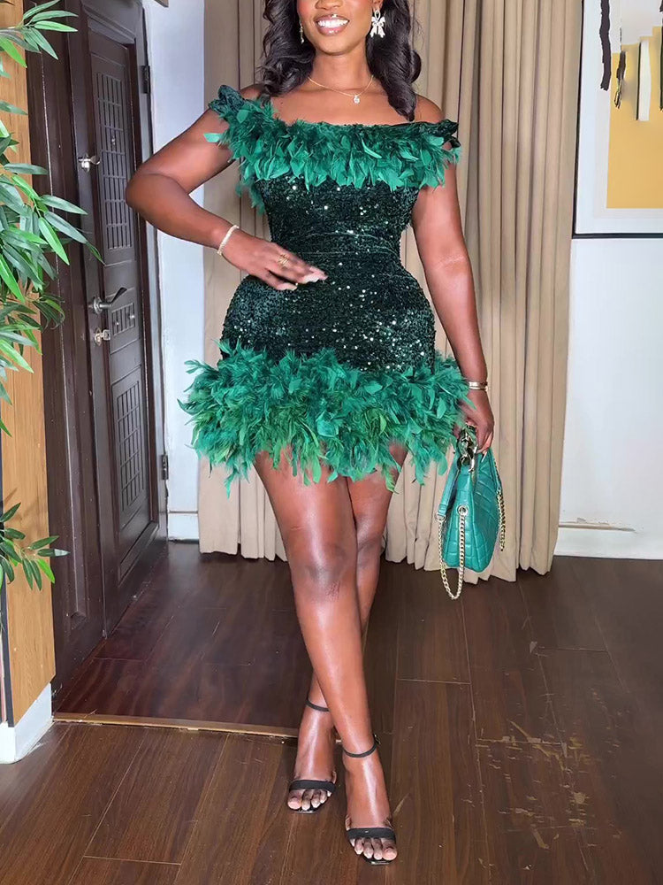 Sequin Feather Party Dresses