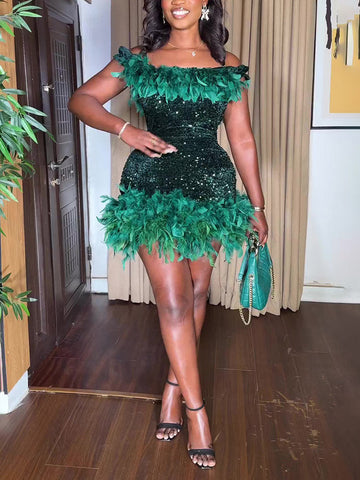 Sequin Feather Party Dresses
