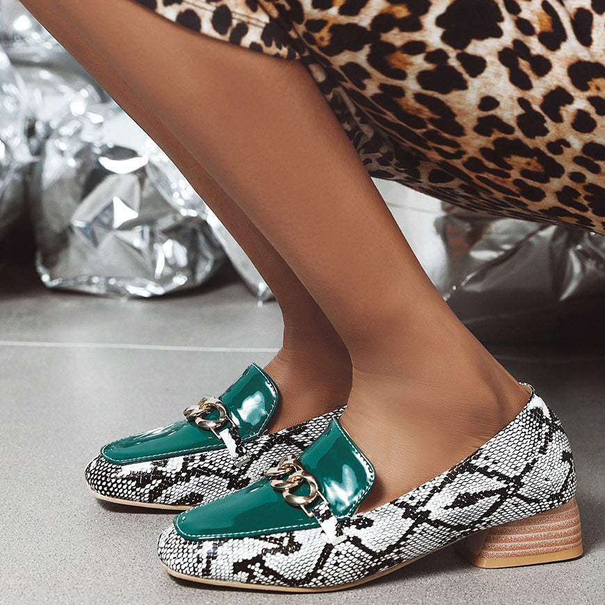Serpentine PU Low Heel Pump Shoes