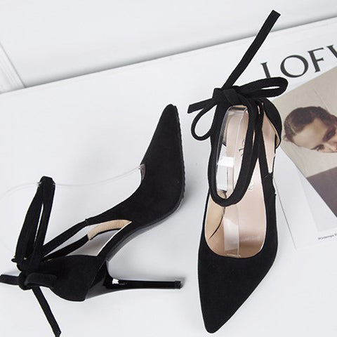 Sexy Pointed Stiletto Heels Pumps Lace-up Sandals