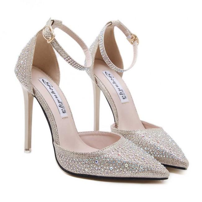 Sparkly Silver Drilled Toe Stiletto Heels