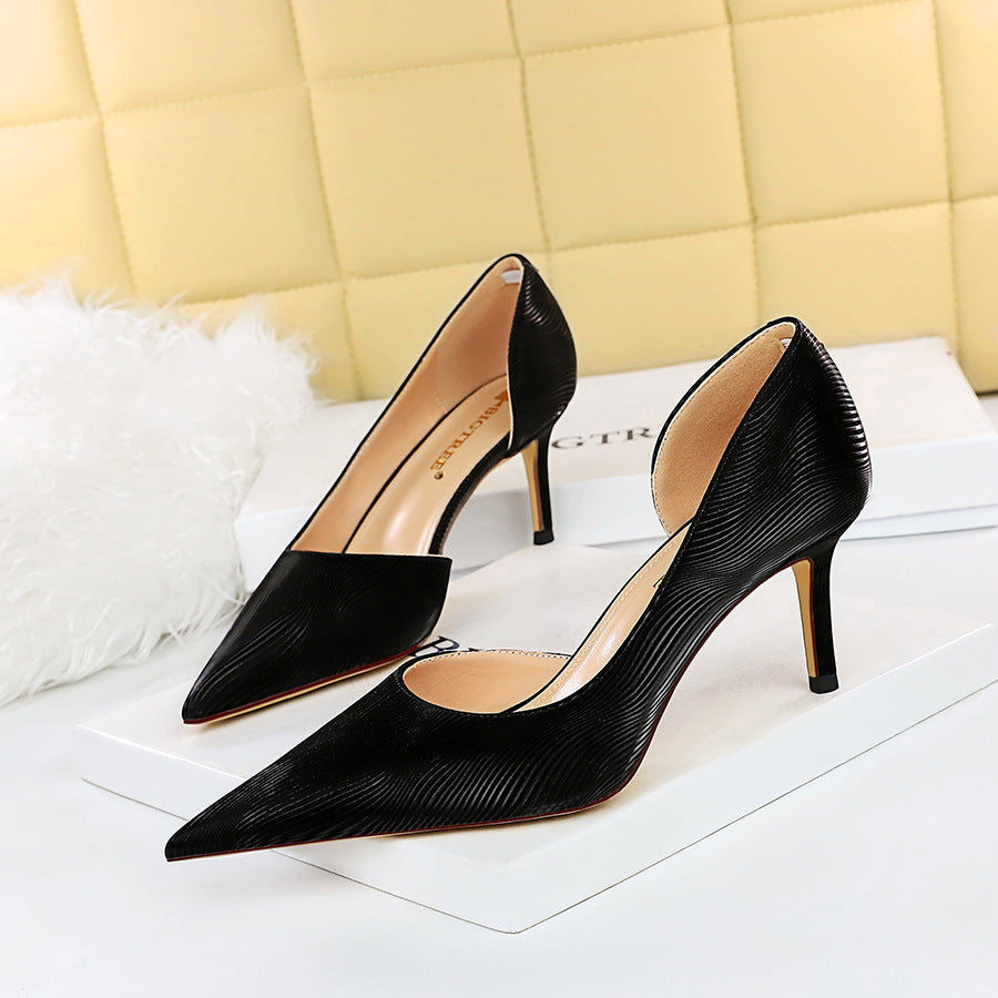 Side Hollow High Heels Stiletto Pumps Pointed Toe High Heel Shoes