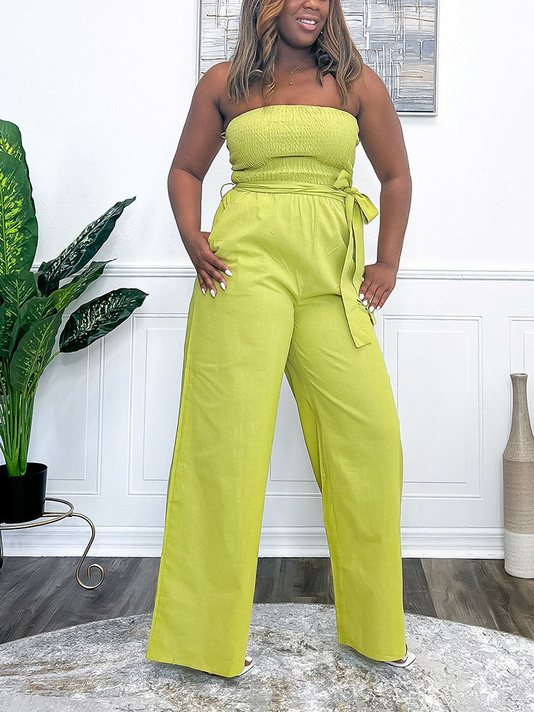 Tube Tie Waist Jumpsuits