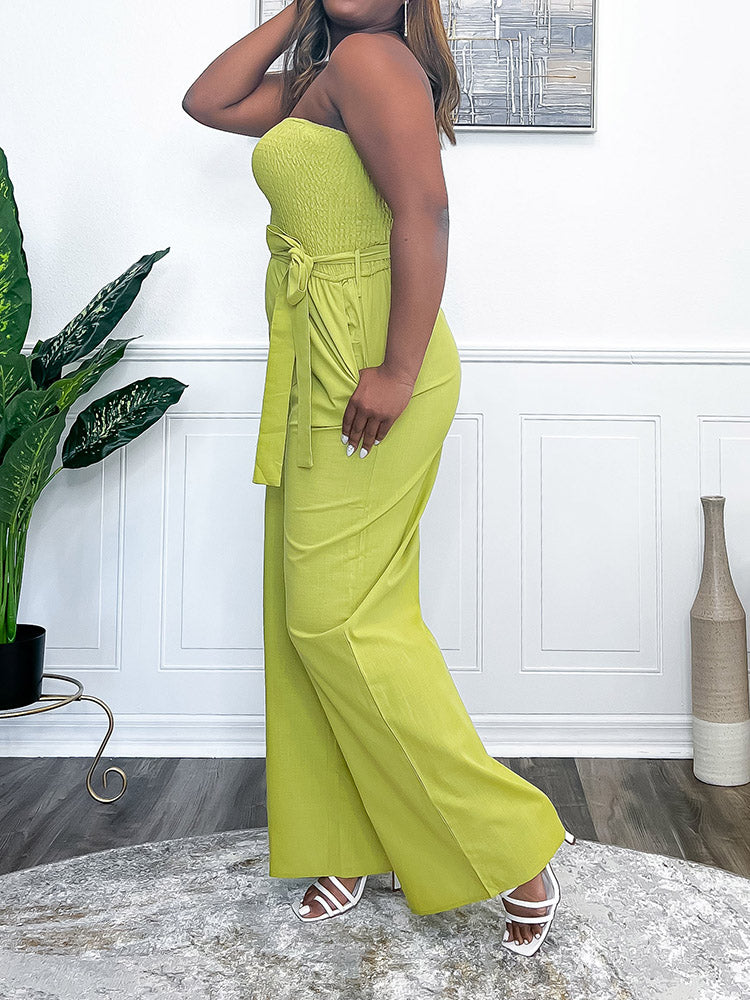 Tube Tie Waist Jumpsuits
