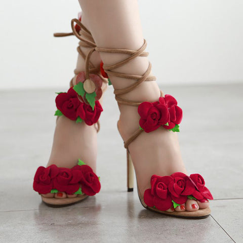 Stiletto Criss-cross Lace-up Open Toe Heels