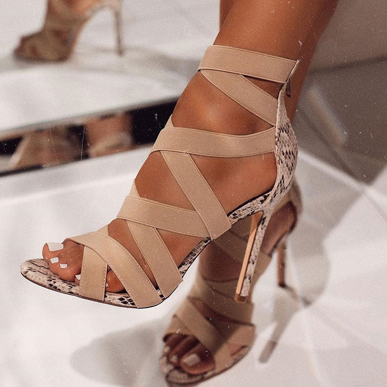 Stiletto High Heel Serpentine Sandals Gladiator Shoes