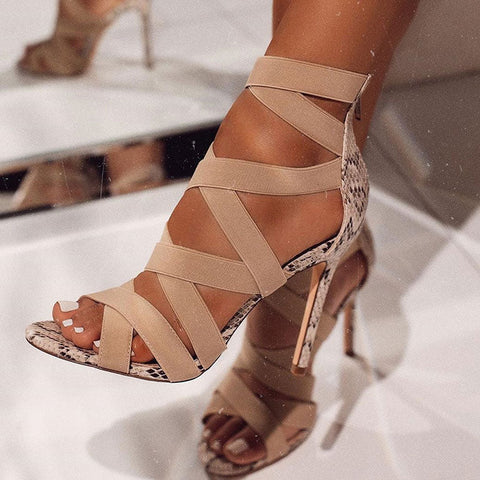Stiletto High Heel Serpentine Sandals Gladiator Shoes