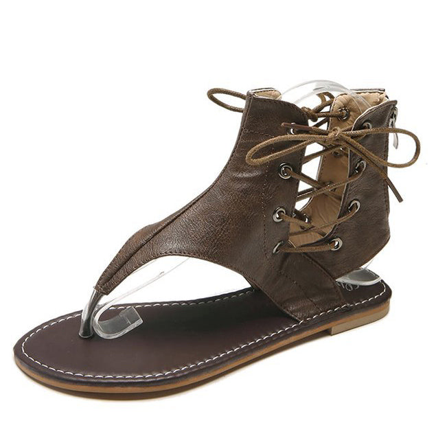 Strappy Open Toe Sandals With Zipper