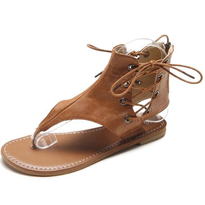 Strappy Open Toe Sandals With Zipper