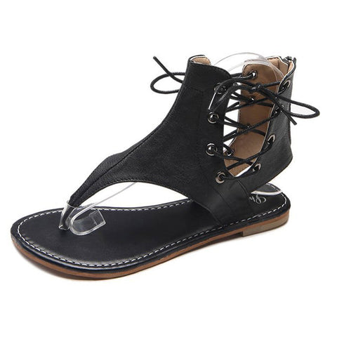 Strappy Open Toe Sandals With Zipper