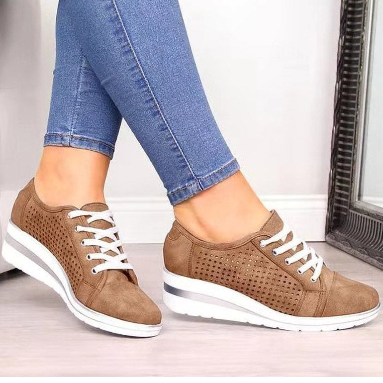 Comfort Suede Hollow Wedges Sneakers