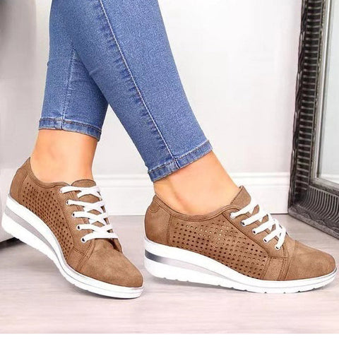 Comfort Suede Hollow Wedges Sneakers