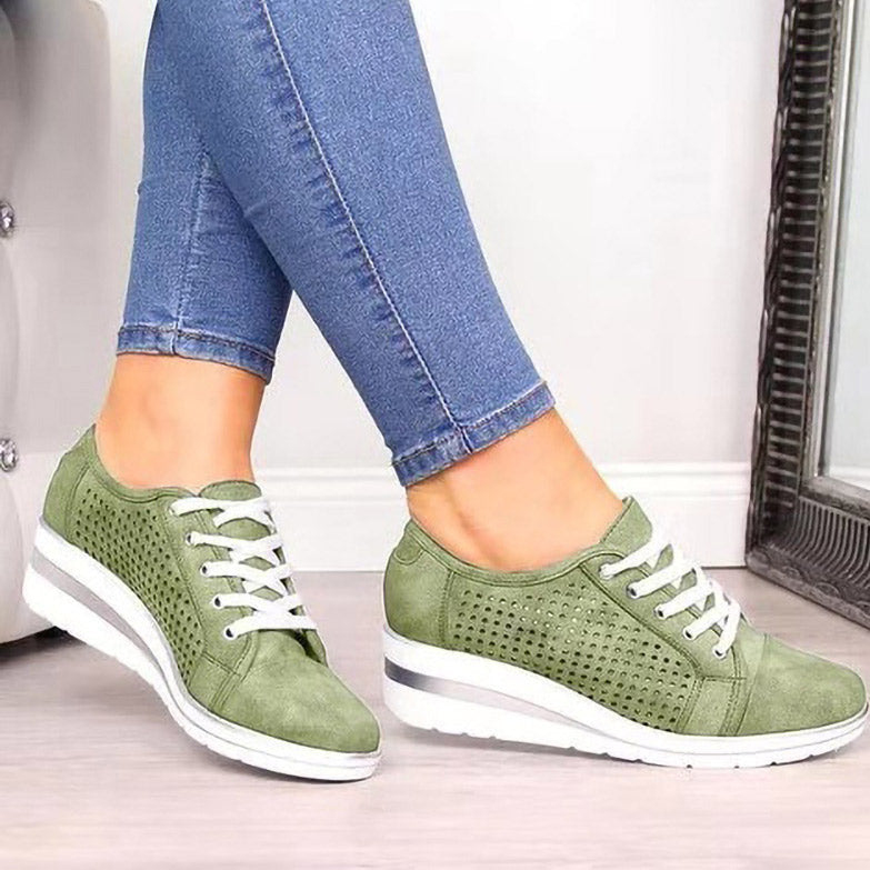 Comfort Suede Hollow Wedges Sneakers
