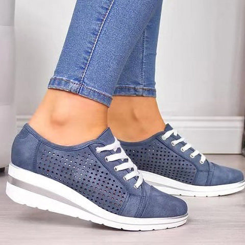 Comfort Suede Hollow Wedges Sneakers