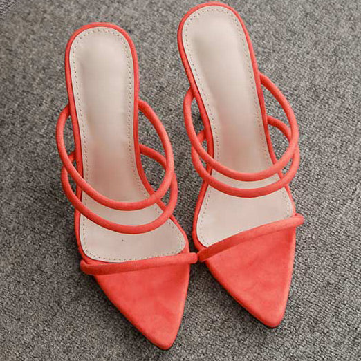 Suede Pointed Toe Stiletto Heels Sandals