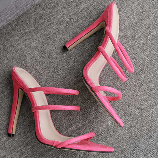 Suede Pointed Toe Stiletto Heels Sandals