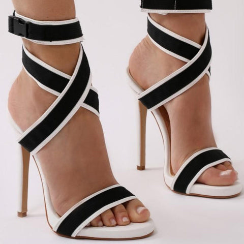 Suede Two-Tone Crisscross Platform Sandals