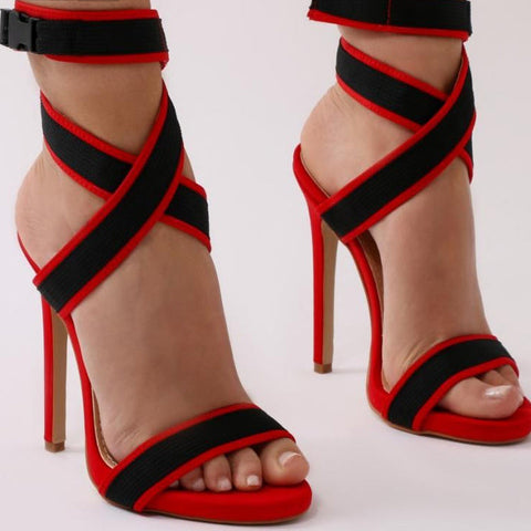 Suede Two-Tone Crisscross Platform Sandals