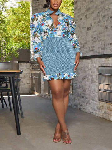 Floral Printed Patchwork Dresses