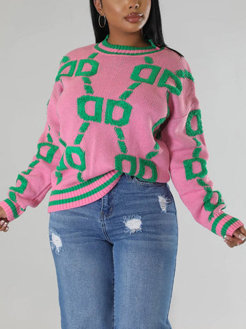 Contrast Letter Knit Cardigans