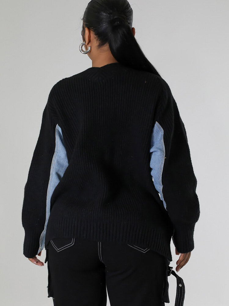 Button Denim Knit Cardigans