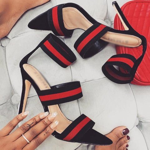 Two-tone Pointed Stiletto Heels Sexy Sandals