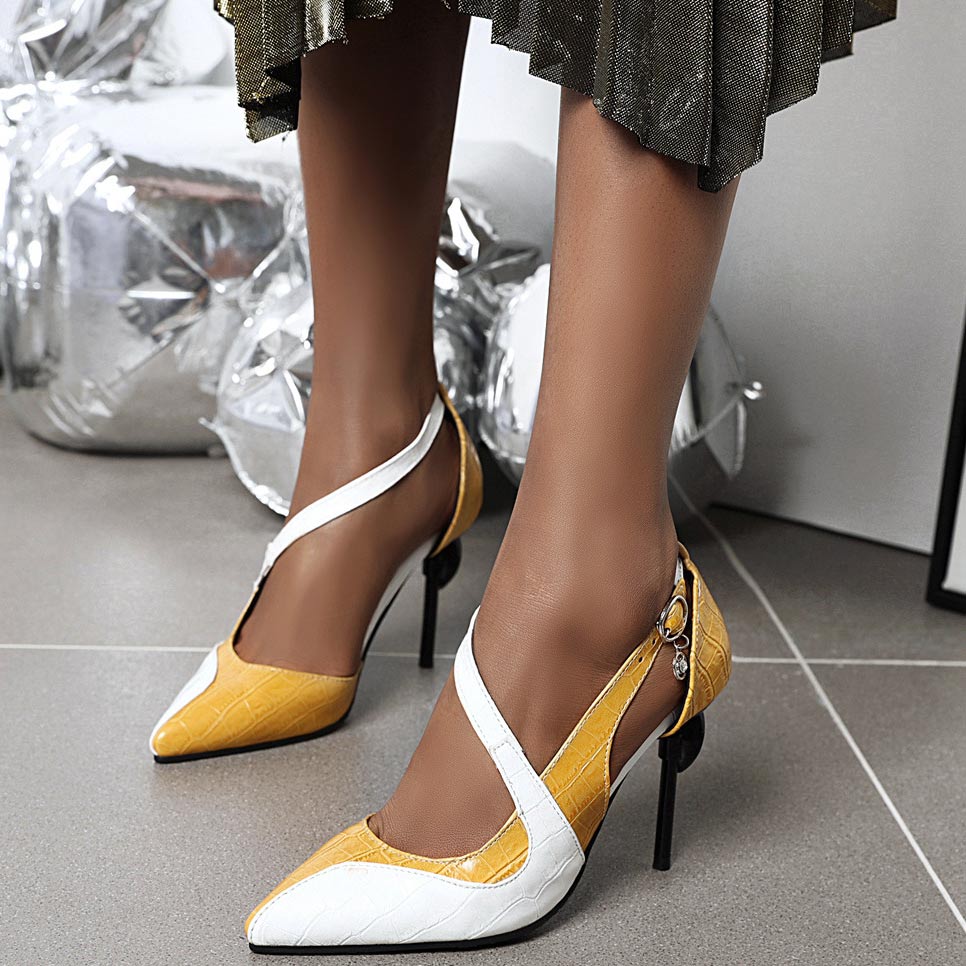 Two-tone Stiletto High Heel Sandals With Buckle