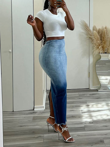 Gradient Denim Skirts