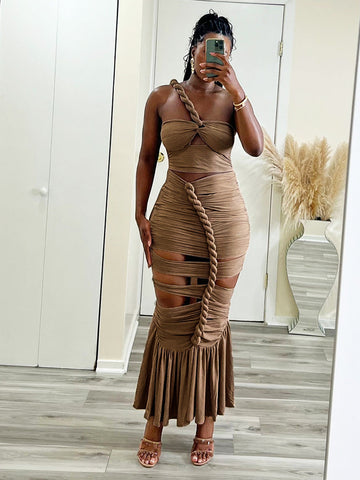 Twist Rope Cutout Maxi Dresses