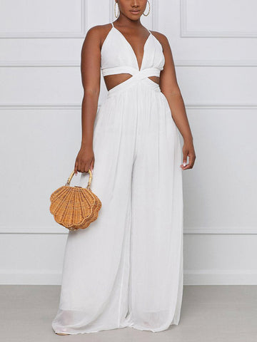 Straps V-Neck Cut Out Jumpsuits