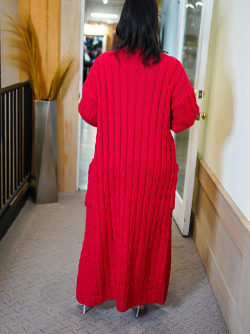 Knitted Solid Pocket Sweater Cardigans
