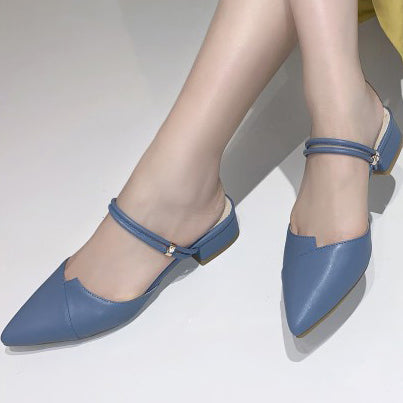 Women's Faux Leather Closed-toe Low Heel Sandals
