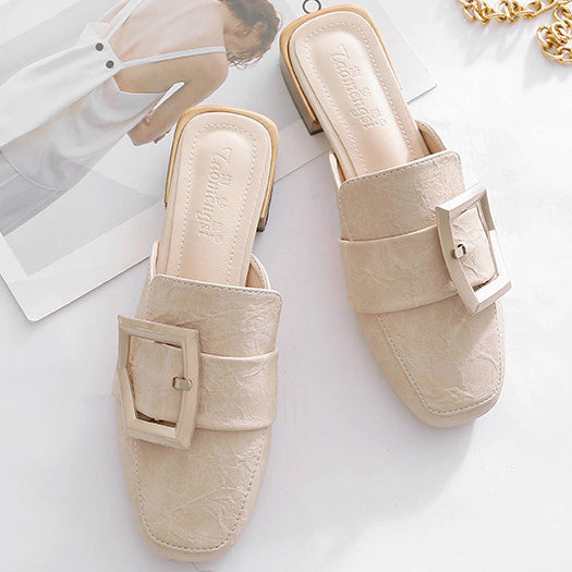 Decor Metal Closed-toe Pump Shoes Flat Sandals