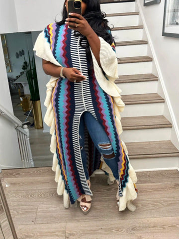 Ruffle Slit Knit Dresses