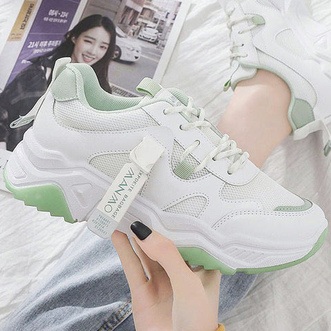Colorblock Lace-up Platform Sneakers