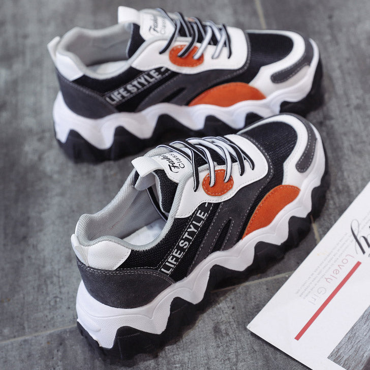 Multi-color Lace-up Chunky Sole Sneakers