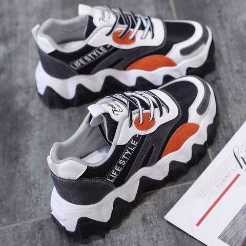 Multi-color Lace-up Chunky Sole Sneakers