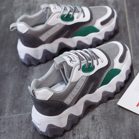 Multi-color Lace-up Chunky Sole Sneakers