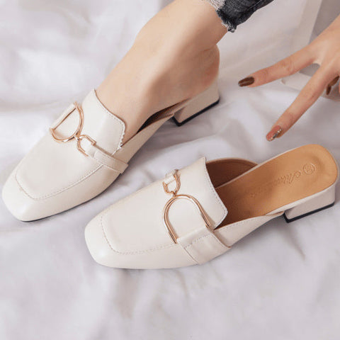 PU Flat Heel Closed Toe Sandals