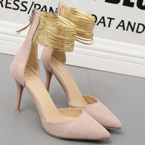 Elegant Stiletto Heel Sandals Pumps Cap-toe Shoes