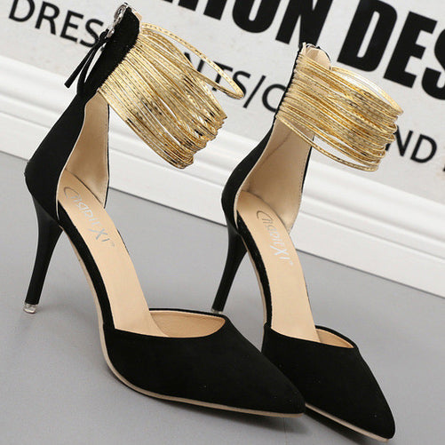 Elegant Stiletto Heel Sandals Pumps Cap-toe Shoes