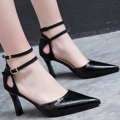 Stiletto Heel Pumps Sandals With Double Buckles