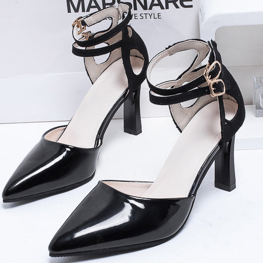 Stiletto Heel Pumps Sandals With Double Buckles