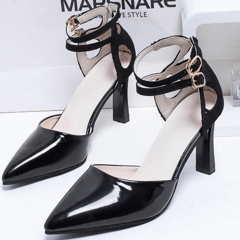 Stiletto Heel Pumps Sandals With Double Buckles